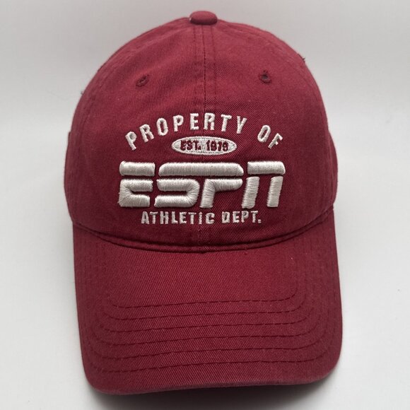 Property Of ESPN Athletic Department Red  Cap Hat Strapback Adjustable GR51 - Picture 1 of 6